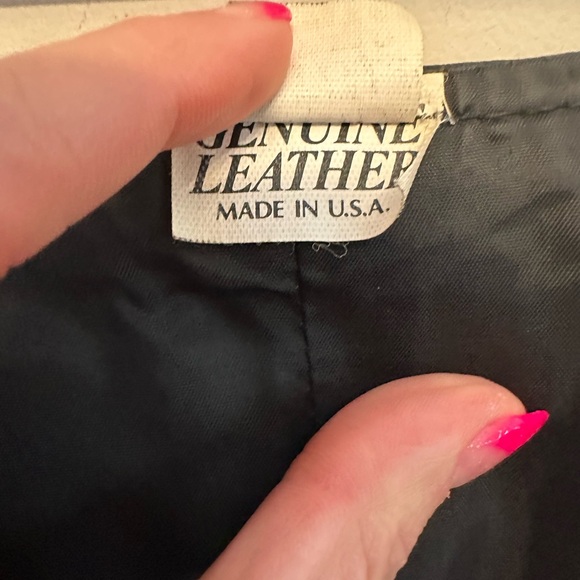 Vintage Biker Style Black Leather Snap Button Vest XS - Picture 3 of 6